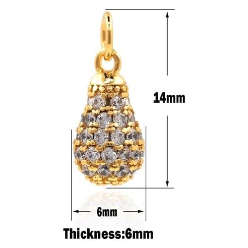 CZ Micropavé Drop-Shaped Pendant,Cubic Zirconia Crystal Oval Ball Necklace,Gold Teardrop Pendant,Water Drop Charm,DIY Jewelry
