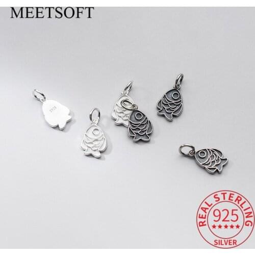MEETSOFT Vintage 925 Sterling Silver Cute Fish Animals Charms Special of DIY Handmade Making Finding Fine Jewelry Accessory