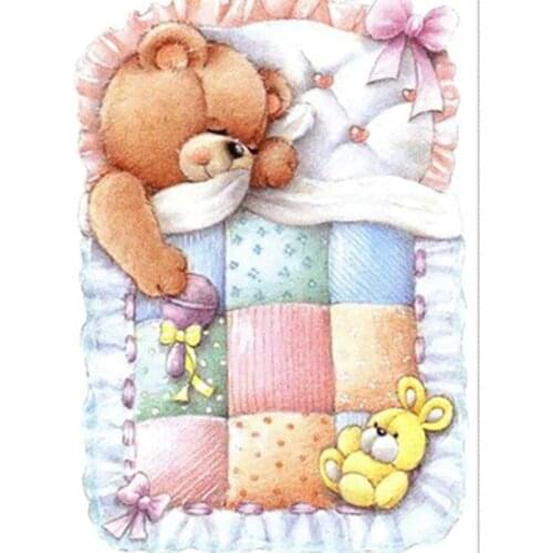 Full 5D Diy Daimond Painting "Sleeping Baby Bear" 3D Square Diamond Painting Rhinestone Diamant Painting Embroidery Cartoon