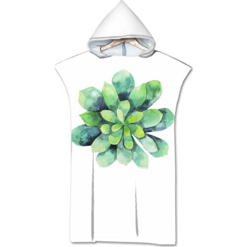 New leaves geometry Towel Adult Microfiber Dressing Robe Hooded Bath Towel Swimming Surfing Beachwear