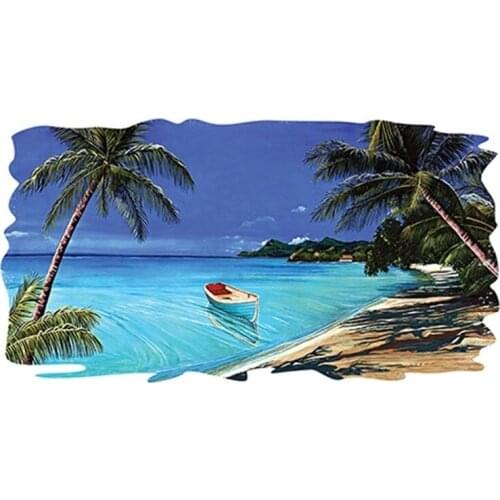RV Trailer Motorhome Camper Decal Funny Beach Tropical Scene Ocean Graphic Sticker 3D Auto Styling Parts 13cm X 7cm