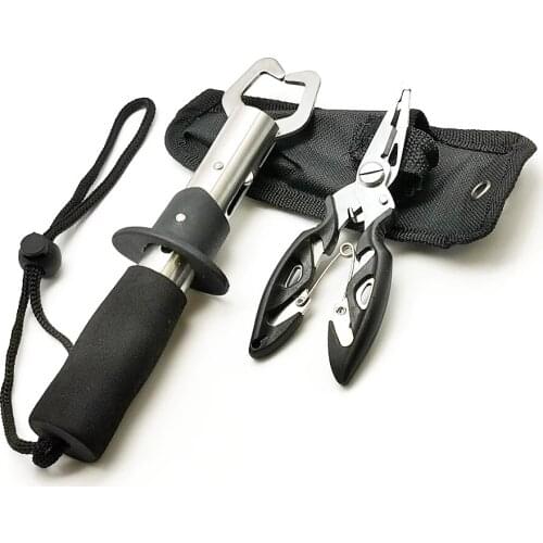 Fish Tackle Fish Lip Stainless Steel Control Scissor Snip Fishing Grip Set Nipper Pincer Accessory Tool Clip Clamp Cutter Plier