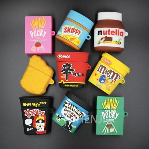 3D Funny Food Noodles Cookies Chocolate Case for AirPods 1 2 Charing Box Silicon Wireless Bluetooth Earphone Protective Cover
