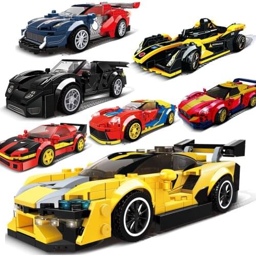 Speed Champions Off Road Sports Car Cartoon Moc Super Building Blocks DIY Model Children Bricks Toy City Great Racing Vehicle