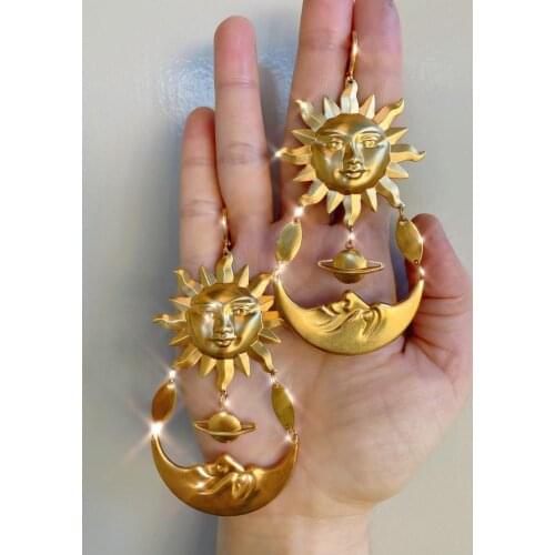 The Sun/ Moon Gold Plated Earrings Celestial Earrings Outspace Gift