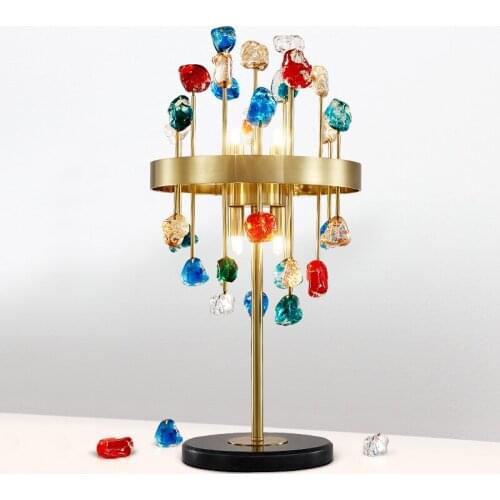 Modern minimalist stained glass table lamp creative romantic warm living room bedroom bedside study decorative lamp