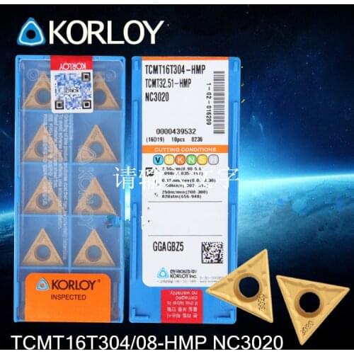 TCMT16T304 TCMT16T308 -HMP NC3020 10pcs/set KORLOY carbide insert NC3020 Processing: alloy steel Free shipping