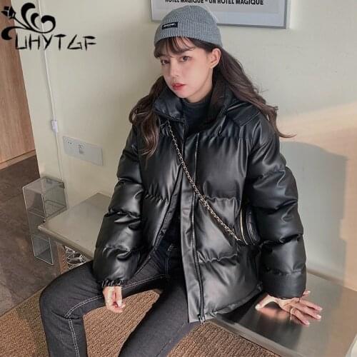 UHYTGF Women's Leather Down Jackets