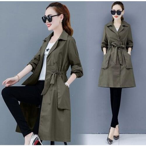 Spring Thin Windbreaker Women Korean Slim Single-breasted Ladies Tops Autumn Medium Length temperament Trench Coats Outerwear