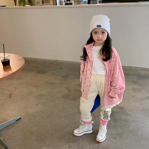 Secret girl garden small broken flower double knit coat girls autumn clothes kids jacket