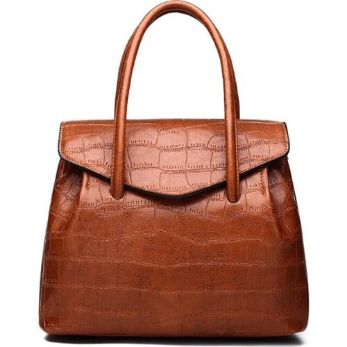 ZROM Women Leather Handbag Retro Popular Wild Fashion Shoulder Bag For Womens Stone Pattern Female Shoulderbag Handbag Paquete
