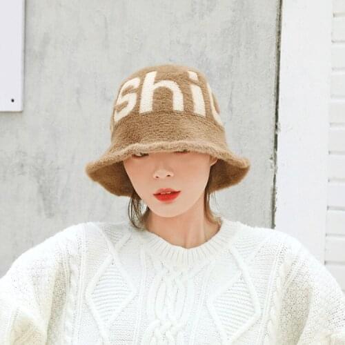 Hats Woman Letter Embroidery Keep Warm Plush Basin Hat Lovely Can Adjust Fisherman Cap Tide