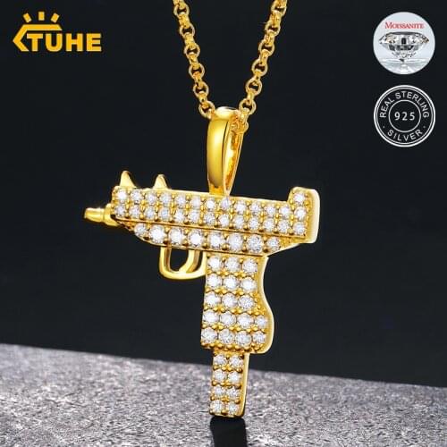 2021 Fashion Moissanite Top Quality 100% 925 Sterling Silver UZI Pendant Necklace For Women Men’s Hip Hop Jewelry Drop Shipping