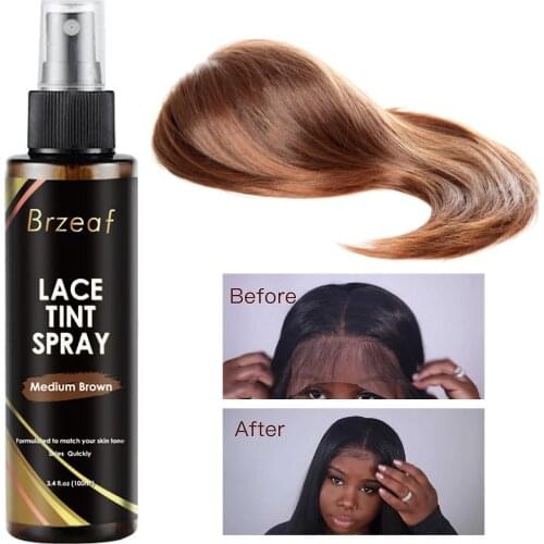 100ml Lace Tint Spray For Lace Wigs Adhesive Bond Glue Custom Private Label High Quality Lace Wig Toupee Brown Spray