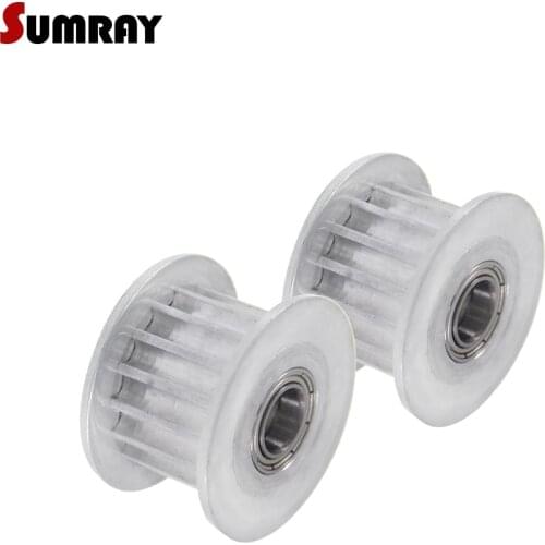 SUMRAY 5M 15T With Teeth Idler Timing Pulley Bore 3/4/5/6/8/9mm Bearing Idler Pulley Width 16/21mm Passive Pulley Wheel 2PCS