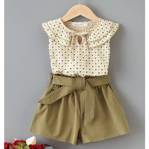 2021 New Summer Girls Casual Clothing Sets Suit Kids Polka Dot Top and Pants Outfits Cute Clothes 2Pcs Children Suits 2-6T