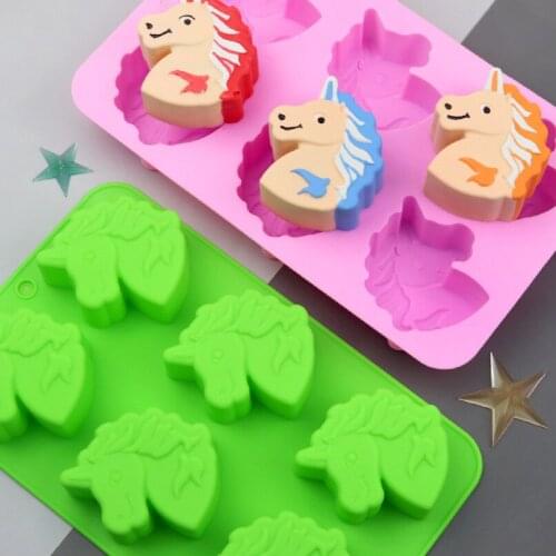 6 cavity pony head silicone cake mold handmade DIY unicorn mold food grade high quality silicone