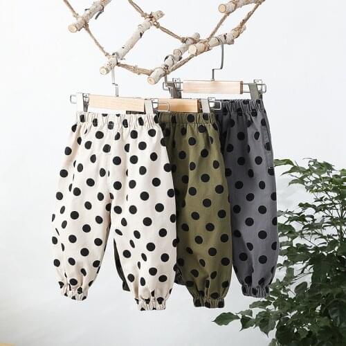 Baby Girls Pants Spring Fashion Korean Dots Trousers for Girl Toddler Boys Pants Casual Elastic Waist Children Harem Pants 2020