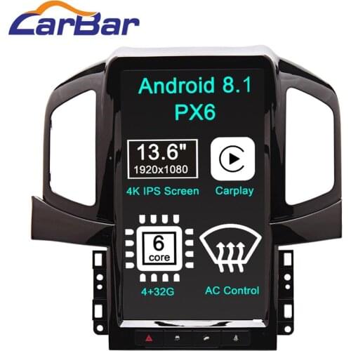 Carbar 13.6" Tesla Style PX6 Android 8.1 Car DVD GPS Player For Chevrolet Chevy Captiva 2013-2017 Car Stereo Radio Audio