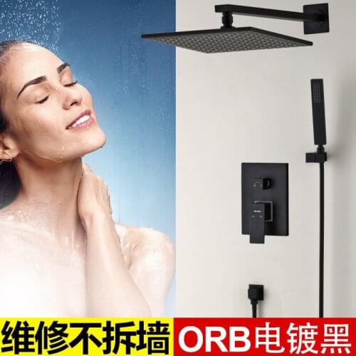 Black Brass Thermostatic Faucets Bathroom Faucet Set Thermostatic Mix Valve With 8/10/12 Inch Rainfull Shower Head