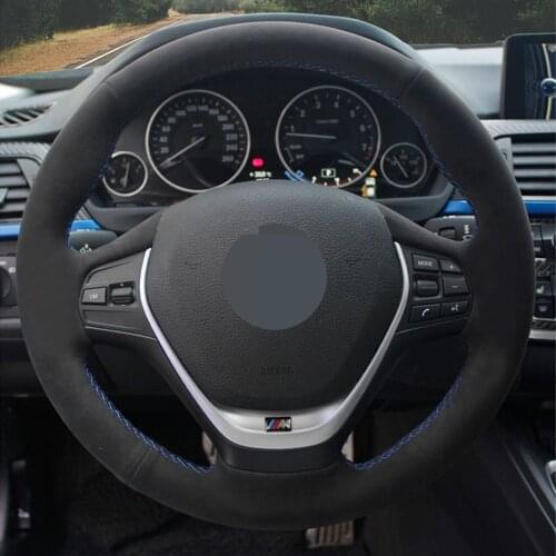DIY Black Suede Car Steering Wheel Cover For BMW 3 Series F30 F31 F34 318i 320i 320d 328i 330i 330e 330d 335i 340i 2012-2019