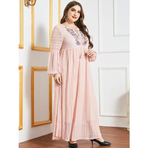 Eid Mubarak Muslim Women Abaya Dress Dubai Embroidery Turkey Islamic Clothing Caftan Marocain Kaftan Vestido Musulmane Femme