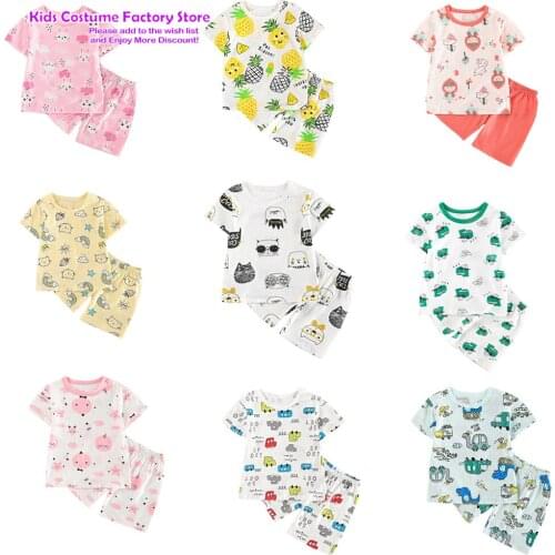 Free Shipping Summer Casual Kids Cartoon Dinosaur Cars 2Piece Set Boys Girls T-Shirt + Shorts sets 2-9Years Clothing