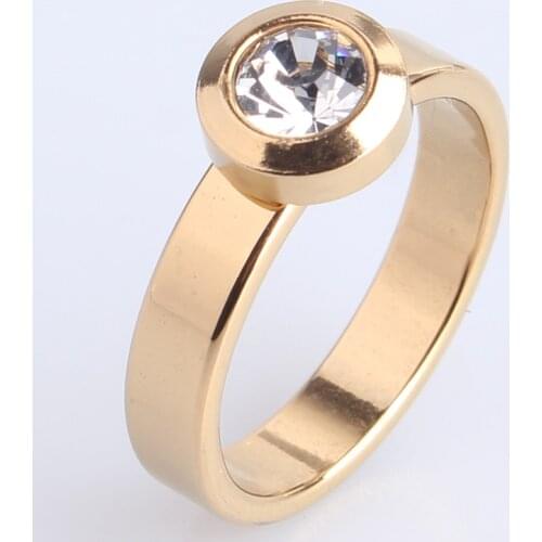 4mm gold color Disc crystal 316L Stainless Steel finger rings for women men wholesale