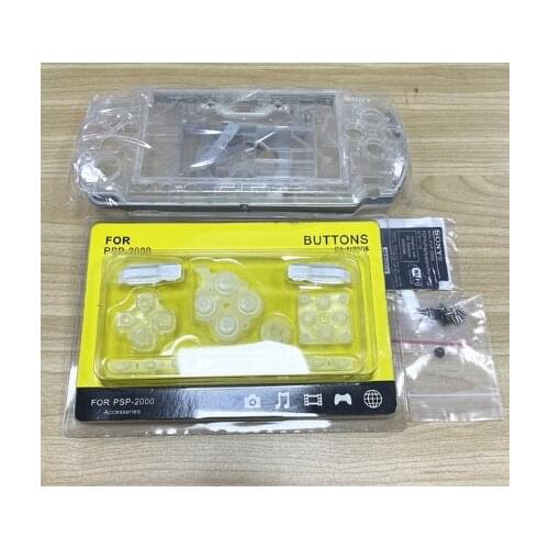 Crystal Clear Transparent Housing Shell Case For PSP1000 PSP 1000 2000 PSP2000 Faceplate Cover with Buttons Screws kit