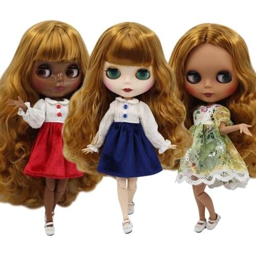 ICY DBS Blyth bjd 1/6 30cm doll customized with brown hair nude joint body for girl gift BL0635