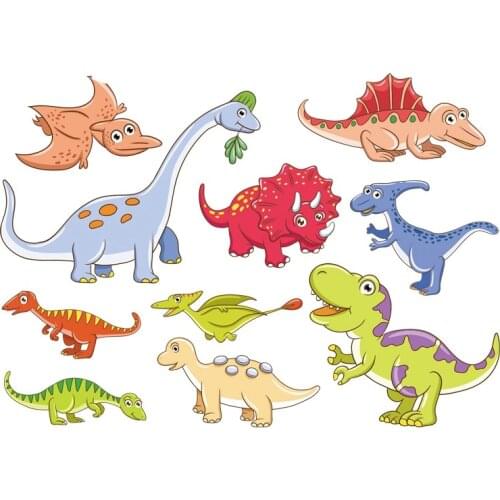 Cute Cartoon Animal Set Of Patch Dinosaur T-shirt Applique Vinyl Stickers Heat Transfer Washable Badges Patch DIY Decoration