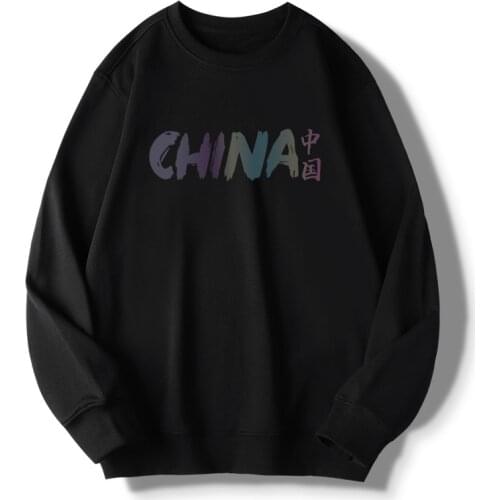 Reflective Streetwear Sweatshirts China Rainbow Print Men Hoodies Round Neck Spring Autumn Pullover Hip Hop Clothes Dropshipping