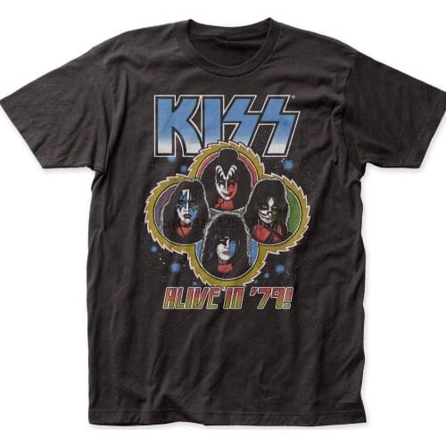 KISS Alive In 79 Soft Fitted 301 Cotton Tee (KISS32) Coal