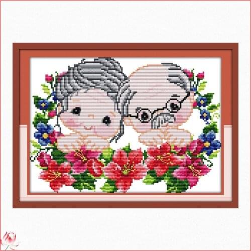 Joy Sunday Loving The Elderly Cross Stitch Kit DIY Pattern 14CT 11CT Embroidery Set Needlework Home Decoration Craft Painting