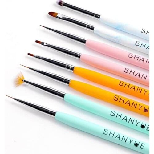 6pcs Nail Art Brush Set Multi-function Pens Kit Pen UV Gel Nail Art Design Flat Crystal Painting Drawing Liner Carving Pen