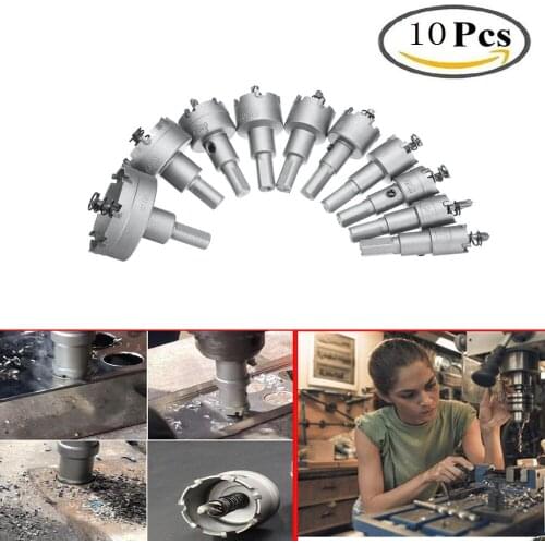 16-53mm 10Pcs K10 Carbide Tip HSS Drills Bit Hole Saw Cutter For Stainless Steel Metal Drilling Alloy TCT Hole Saw Set
