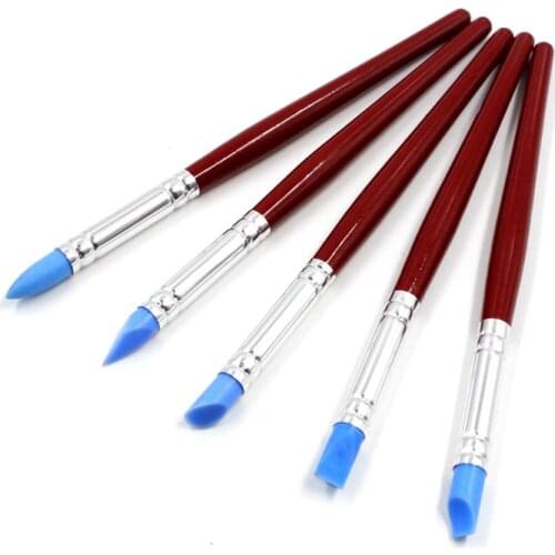 5Pcs Wood Trace Soft Head Painting Drawing Pen Kit Modification Silicone Pen Painting Brush Set Art Supplies