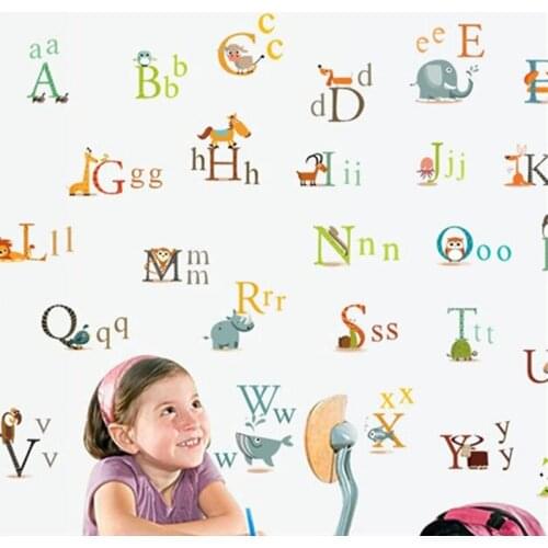 Cartoon Animals Alphabet Wall Sticker Romantic TV Background Home Decoration DIY Wall Poster Bedroom Wallstick Pail Packing