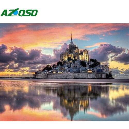 AZQSD Painting By Number Sunset Lanscape Drawing On Canvas Picture By Numbers For Adult Handpainted Unique Gift