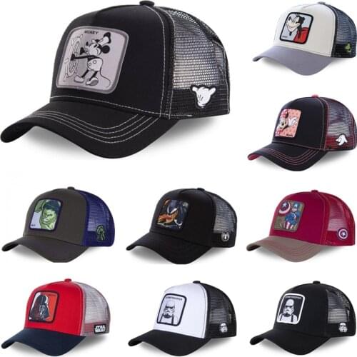 New Brand Anime Cartoon Mickey MARVEL Snapback Cotton Baseball Cap Men Women Hip Hop Dad Mesh Hat Trucker Hat Dropshipping