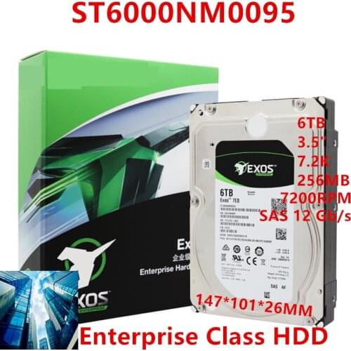 New HDD For Seagate Brand Exos 6TB 3.5" SAS 12 Gb/s 256MB 7200RPM For Internal Hard Disk For Enterprise HDD For ST6000NM0095