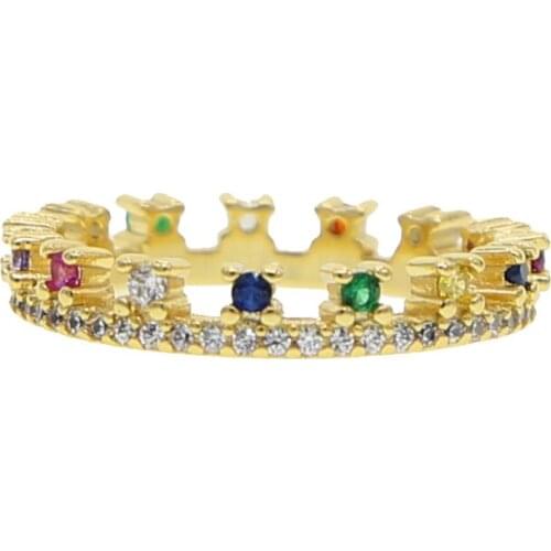 Engagement cz crown eternity ring fashion rainbow clear cubic zirconia high quality trendy fashion rings