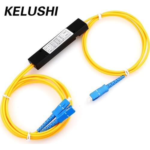 Free Shipping LC/UPC 1x2 PLC Singlemode Splitter Fiber Optic SC Interface Fiber Branching Device KELUSHI