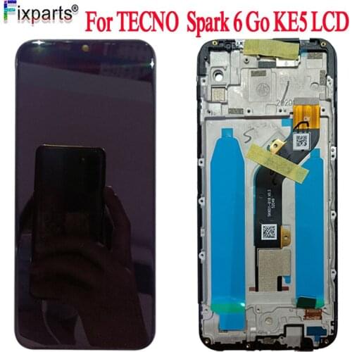 ORIGINAL 6.52" For TECNO Spark 6 Go KE5J Ke5k / SPARK GO 2020 KE5 LCD Display Screen Touch Sensor Digitizer Assembly With Frame
