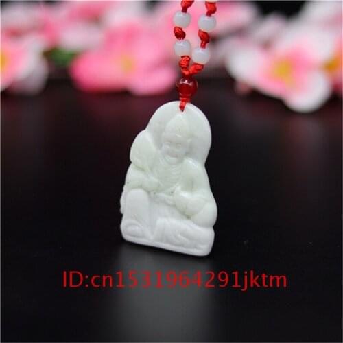 Necklace Carved Pendant Men Natural Gifts Accessories White Buddha Charm Jewelry for Jade Amulet Fashion Chinese