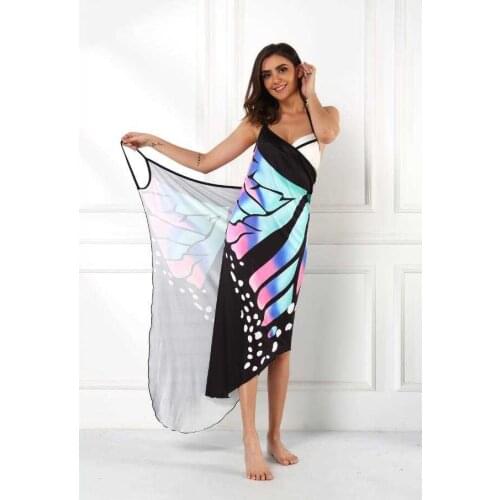 Dress Women 2021 New Painted Butterfly 3D Printing Sexy Comfortable Beach Cover Colours Fashion Dress