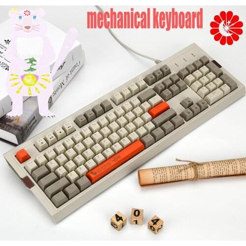 Retro wired USB 104 Keys Gaming Mechanical Keyboard RGB Backlight PBT Gaming Keyboard for gamer PC laptop