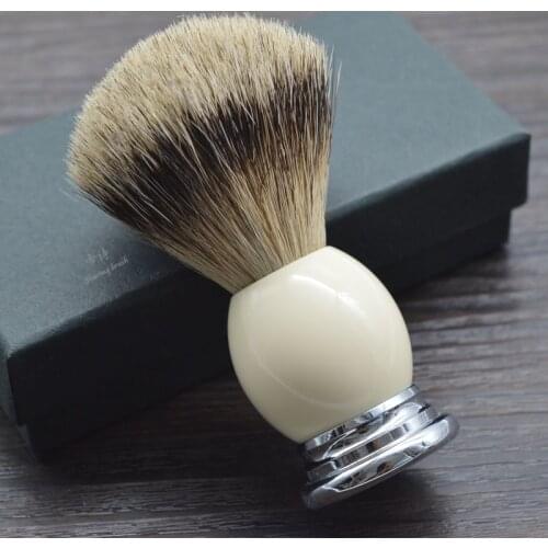Super badger shaving brush hight quality hand-made with resin handle metal base mens grooming kit