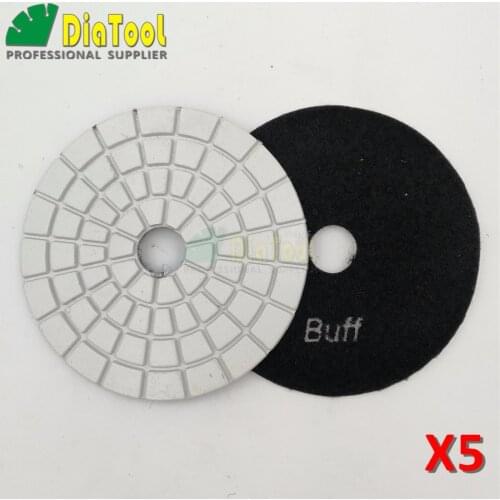 SHDIATOOL 10pcs Dia 100mm/4" White Buff Diamond Flexible Wet Polishing Pad For Granite Marble Ceramic Sanding Disc Spiral Type