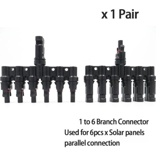 Male Female 6T Solar Connector Male and Female T Type Branch Solar Panel Connector Used for Solar Module Parallel Connection